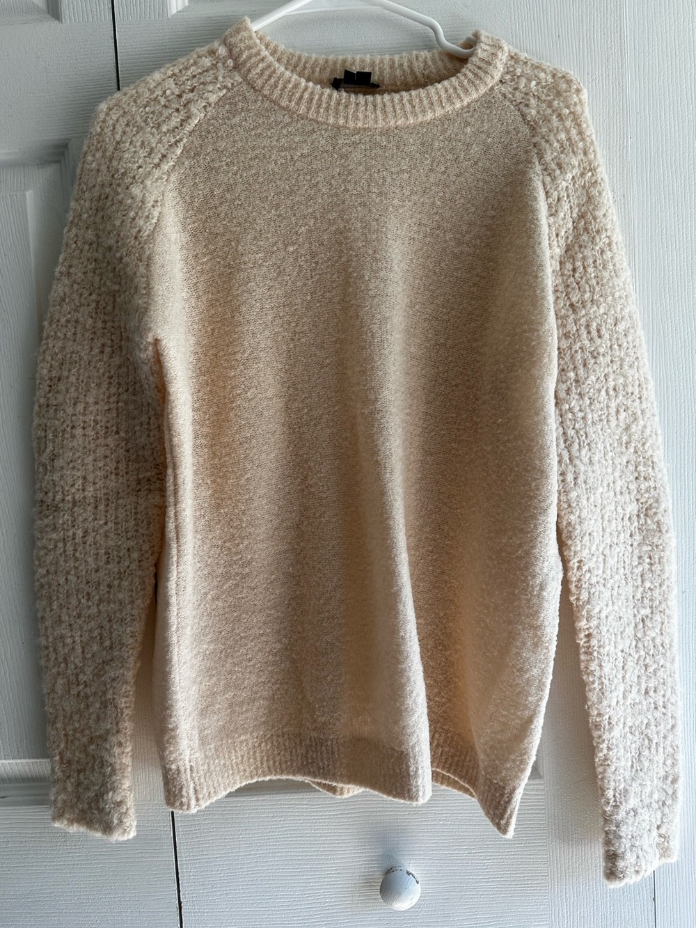 Theory Wool Alpaca Blend Cream Crewneck Sweater With Raglan Sleeves